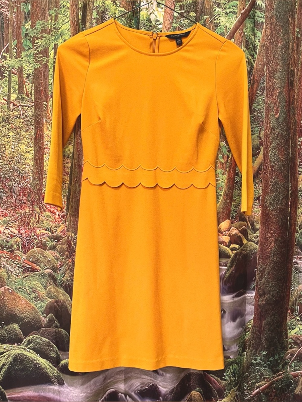 Banana Republic Mustard 3/4 Sleeve Dress Jackie O Style - Picture 2 of 11